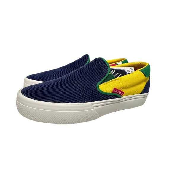 NEW Lacoste Youth Boys Size 3.5 Jump Serve Multicolor Corduroy Slip On Sneaker - Picture 5 of 6